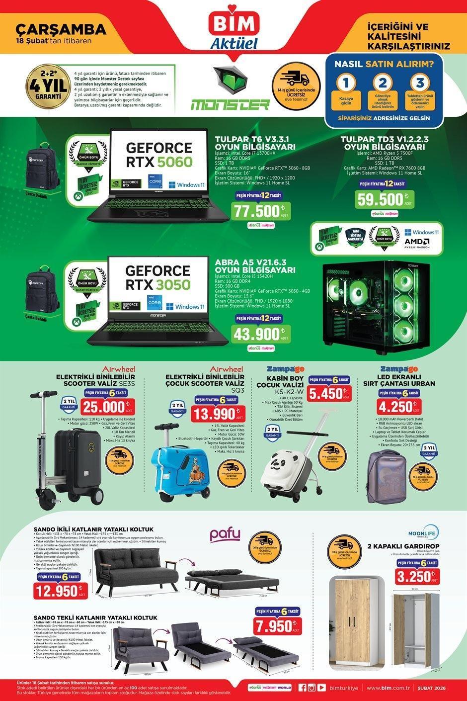 18 ŞUBAT ÇARŞAMBA BİM EVE TESLİM KATALOĞU