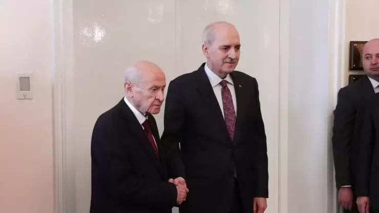 Meclis'te görüşme trafiği! TBMM Başkanı Kurtulmuş, Bahçeli'yi ziyaret etti