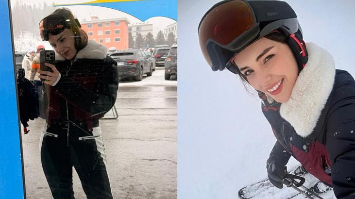 Yağmur Tanrısevsinin İsviçre kaçamağı Alp Dağlarında havuza girdi