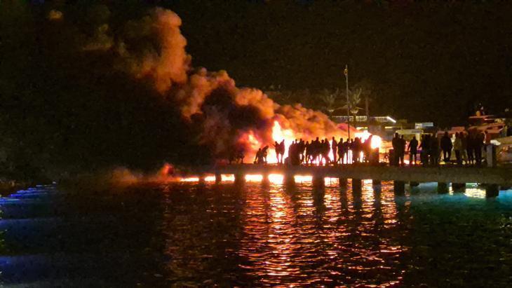 Bodrumda marinada yangın Bölgeden yeni görüntüler
