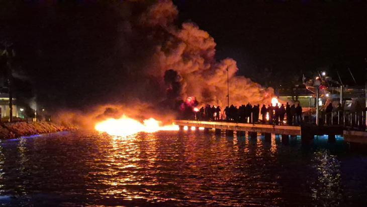 Bodrumda marinada yangın Bölgeden yeni görüntüler
