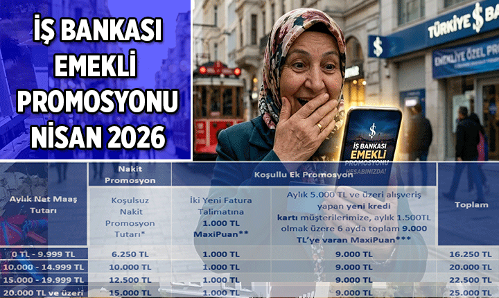 SGK EMEKLİLERİ DİKKAT 💥 İş Bankasının Nisan emekli promosyonu ne kadar Emekli Maaşı tutarlarına göre İş Bankası Promosyon tablosu SGK EMEKLİLERİ DİKKAT 💥 İş Bankasının Nisan emekli promosyonu ne kadar Emekli Maaşı tutarlarına göre İş Bankası Promosyon tablosu