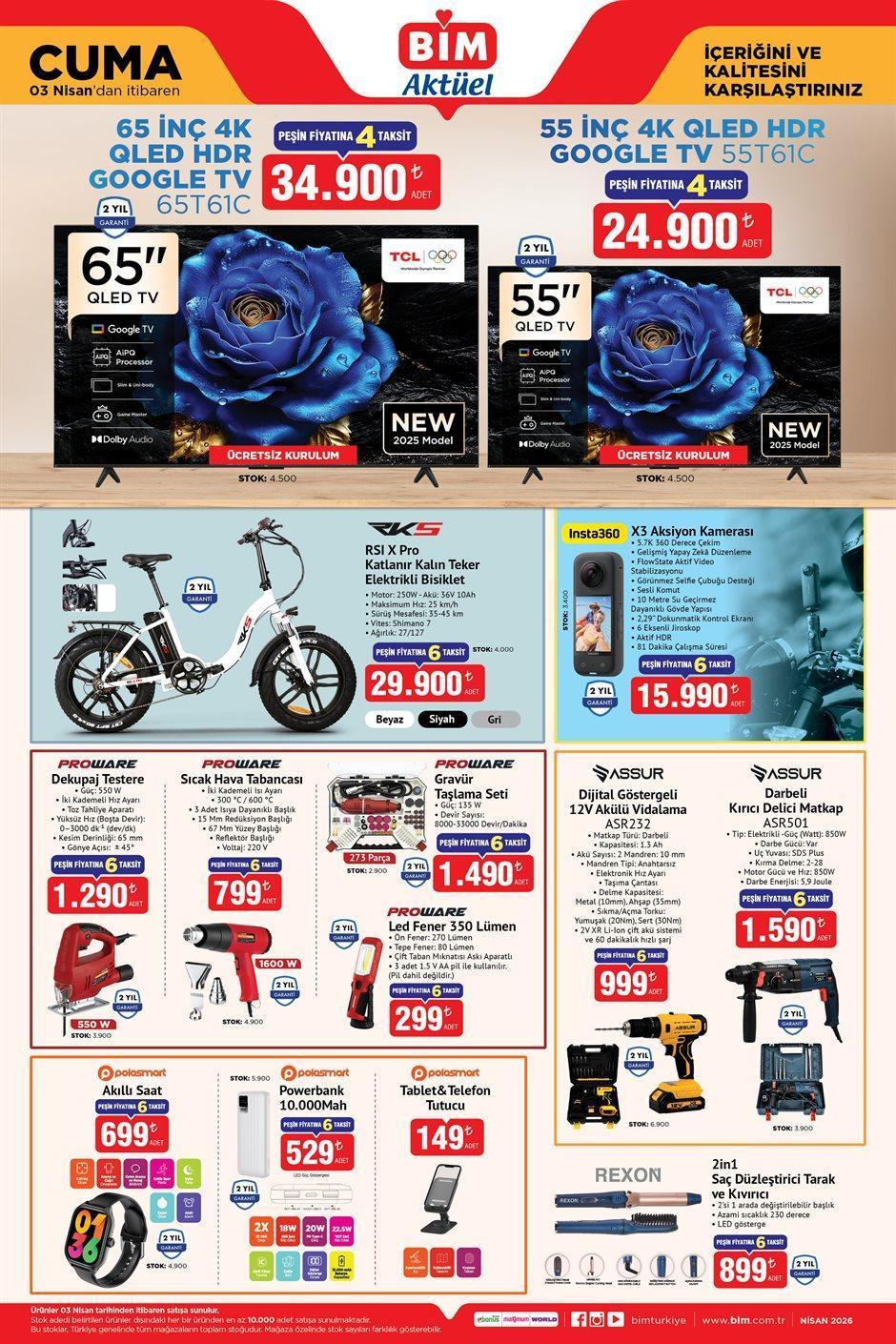 3 NİSAN CUMA BİM AKTÜEL ÜRÜNLER KATALOĞU