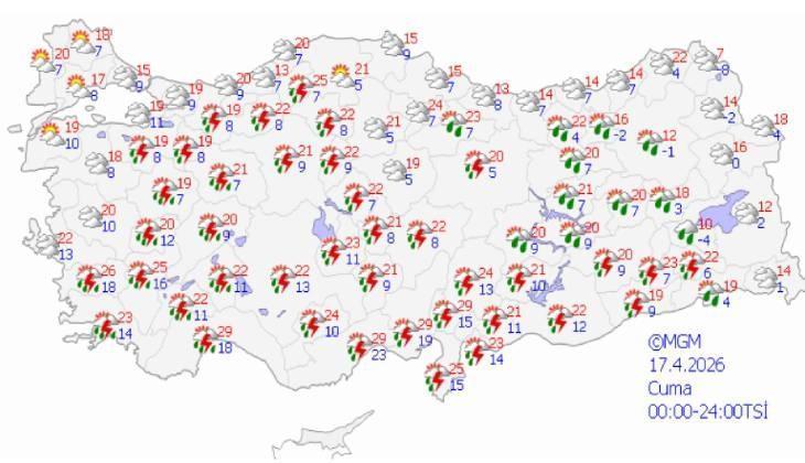 17 NİSAN HAVA DURUMU 17 NİSAN HAVA DURUMU