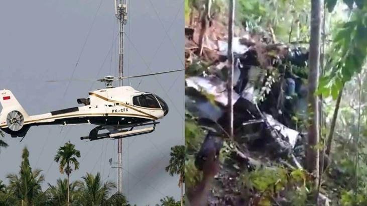Kalkıştan dakikalar sonra irtibat kesildi! Endonezya'da helikopter kazası: Çok sayıda can kaybı var