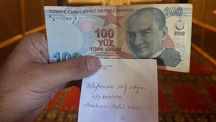 Bolu’da camide şaşırtan olay! Telefonunu şarj eden kişi not ve para bıraktı