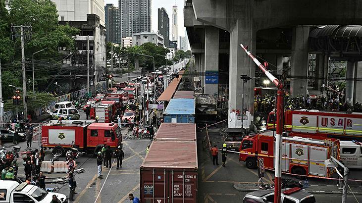 Bangkok’ta yük treni yolcu otobüsüne çarptı Korkunç görüntüler...