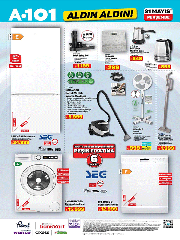 SAYFALARCA A101 21 MAYIS AKTÜEL KATALOĞU 📢 A101 Aktüel: Badana boyası, Bluetooth Hoparlör, No-Frost Buzdolabı, Çeyiz Seti ve diğer ürünler ve fiyat aralığı