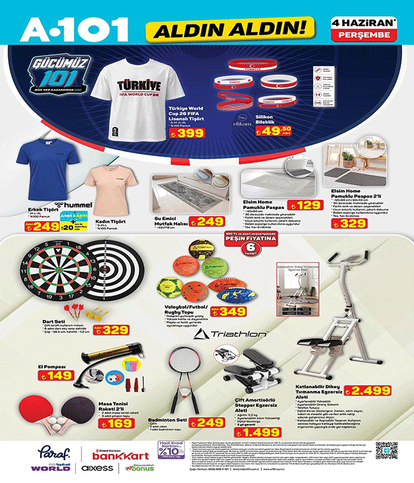 İNDİRİMLİ GÜNE GERİ SAYIM ✨ 4 HAZİRAN A101 AKTÜEL KATALOG  A 101 Aktüel Kataloğu taşıttan beyaz eşyaya, giyimden elektronik aletlere, gıdadan yazlık alışverişe uzanan ürünler ve fiyat listesi