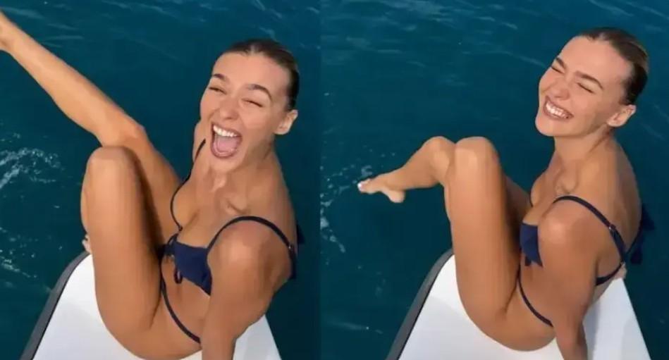 Fit haliyle beğeni topladı Melisa Döngel teknedeki bikinili pozlarıyla dikkat çekti