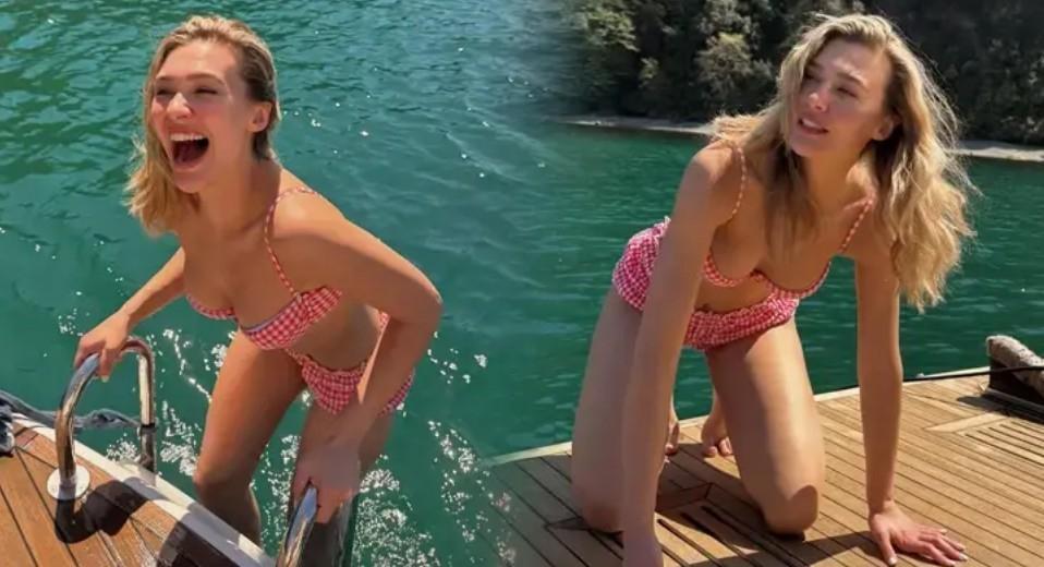 Fit haliyle beğeni topladı Melisa Döngel teknedeki bikinili pozlarıyla dikkat çekti