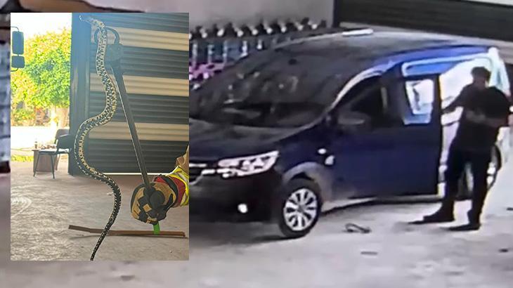 Yer: Hatay! Hafif ticari araca giren yılan paniğe neden oldu