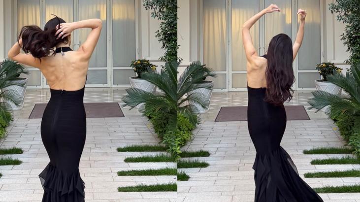 Hande Erçel siyahlar içinde Pozlarıyla Instagramı salladı