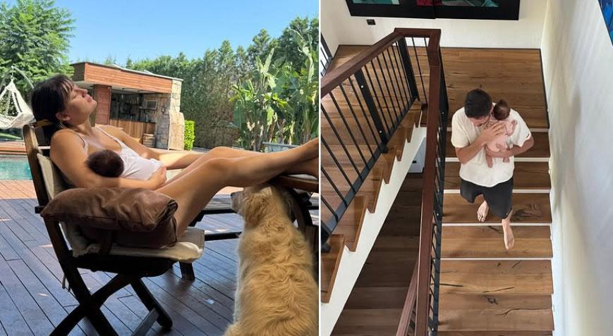 Gizem Karaca, kızı Yazın köpekle yiyecek paylaşma anlarını paylaştı
