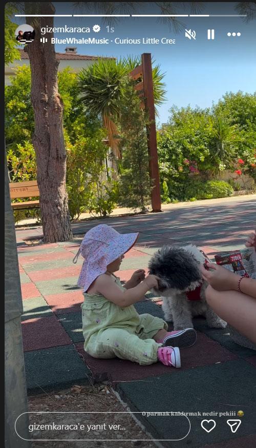 Gizem Karaca, kızı Yazın köpekle yiyecek paylaşma anlarını paylaştı