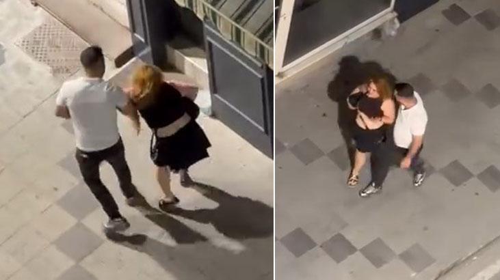 Zorla götürmeye çalıştı! Genç kadının yardım çığlığı kamerada