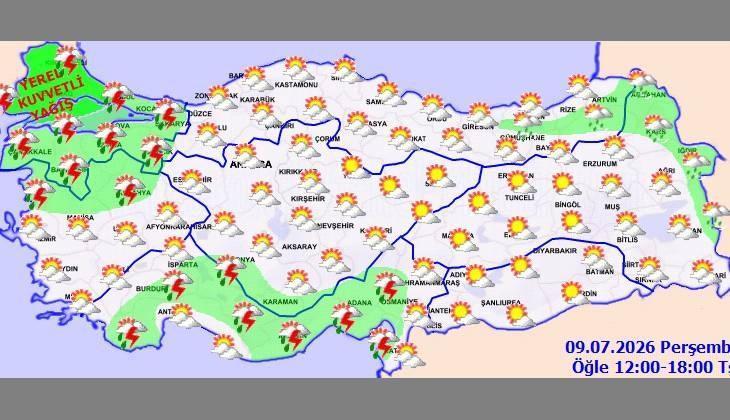 BUGÜNKÜ HAVA DURUMU 🌧️ Bugün İstanbulda yağmur var mı, saat kaçta başlayacak Hangi illerde yağmur yağacak Meteoroloji 9 Temmuz hava durumu tahmini