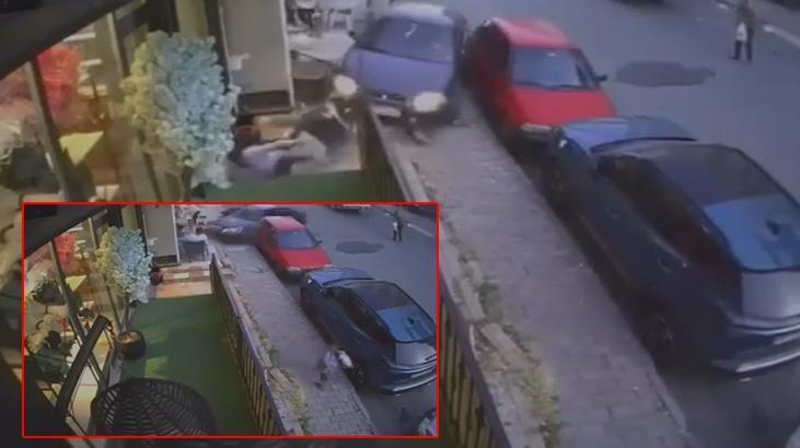 Fren yerine gaza bastı, olanlar oldu! Kaldırımdaki yayaya böyle çarptı