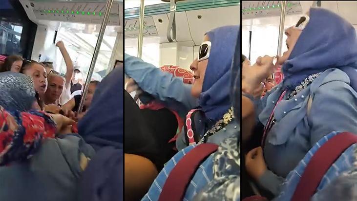 Bir koltuk tartışması tramvayı karıştırdı! 'Çocuklar kalksın' kavgası kamerada