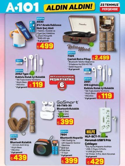 YENİ A101 KATALOĞU 23 TEMMUZ ALDIN ALDIN A101 yeni aktüel kataloğu yayımlandı İşte 23 Temmuzda A101de indirimli ürünler tam listesi: Çantalı Retro Pikap, Bluetooth Kulaklık, Elektrikli Araç, Tefal Izgara Tava