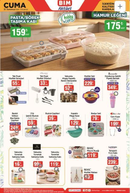 BUGÜN RAFLARDA BİM AKTÜEL KATALOĞU 31 TEMMUZ TÜM LİSTE: Bu hafta BİMde hangi ürünler indirimde Tefal tava çeşitleri, pasta taşıma kabı, LAV kilitli saklama kabı...