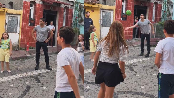 Haysiyet setinde voleybol keyfi Doğukan Güngör çocuklara eşlik etti