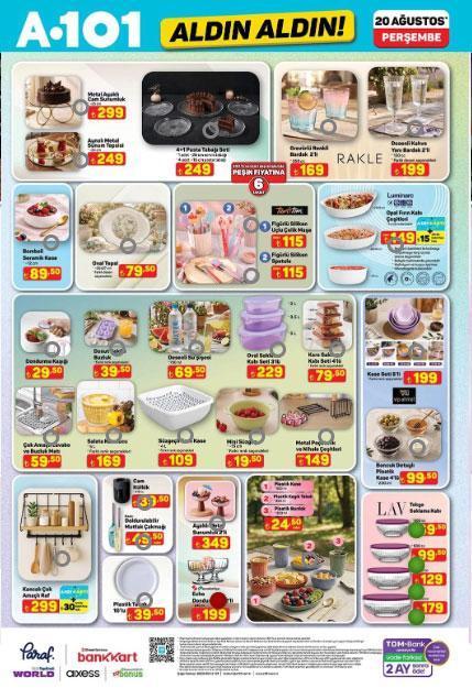 GÜNCEL A101 AKTÜEL KATALOG YENİ ÜRÜNLER: 20 Ağustosta satışta A101de bu hafta hangi ürünler indirime girecek A101 yeni katalog