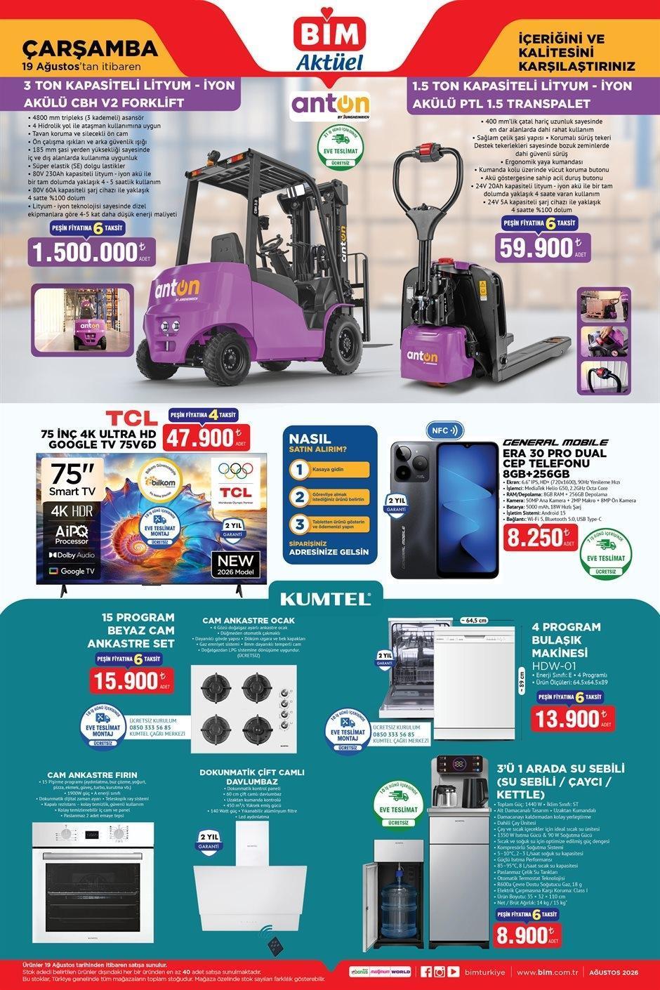 BİM 19 AĞUSTOS ÇARŞAMBA EVE TESLİM KATALOĞU