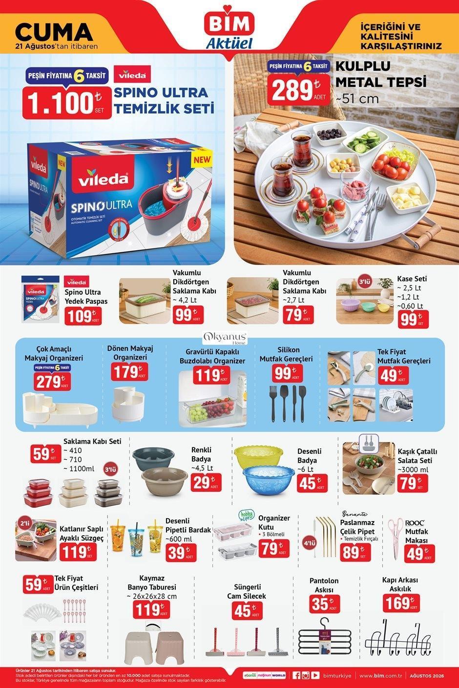 BİM 21 AĞUSTOS CUMA AKTÜEL ÜRÜNLER KATALOĞU