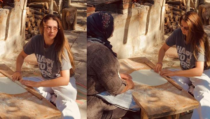 Onu hiç böyle görmediniz Burcu Özberk oklavayı eline alıp yufka açtı