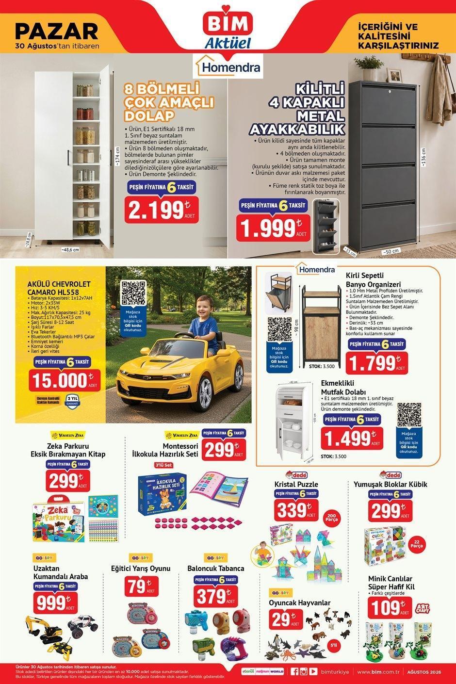 30 AĞUSTOS PAZAR BİM AKTÜEL KATALOĞU