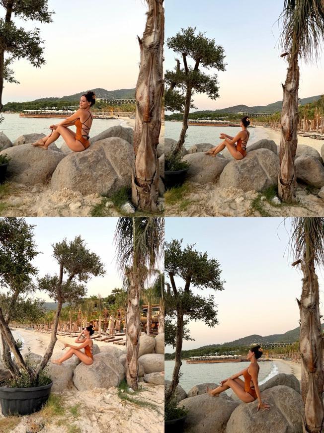Tatil tam gaz Fahriye Evcen güzelliğiyle büyüledi