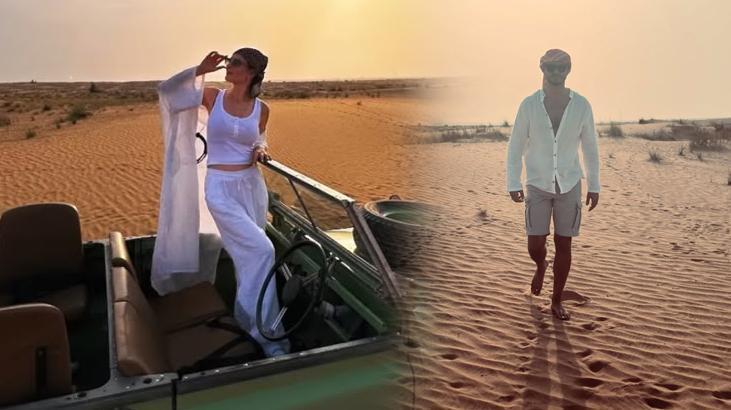 Dubai çölünde romantik anlar Yıldız Çağrı Atiksoy ve eşi Berk Oktay aşk tazeledi