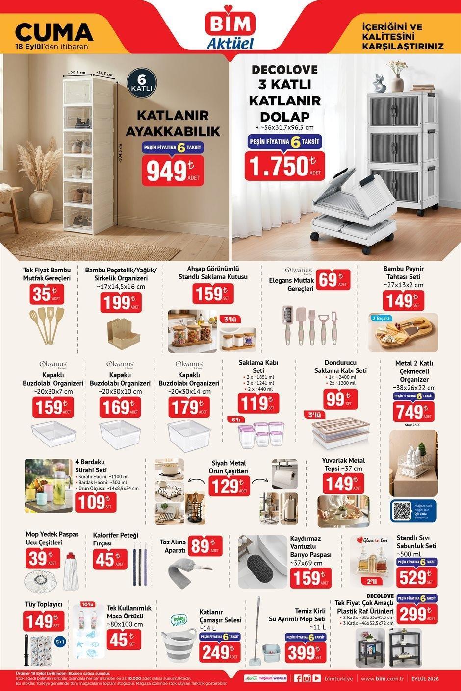 BİM 18 EYLÜL CUMA AKTÜEL ÜRÜNLER KATALOĞU