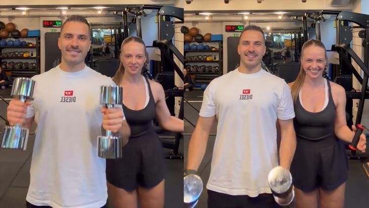 Spor salonundan çıkmıyorlar İpek Filiz Yazıcı sevgilisiyle spor yaptığı anları paylaştı