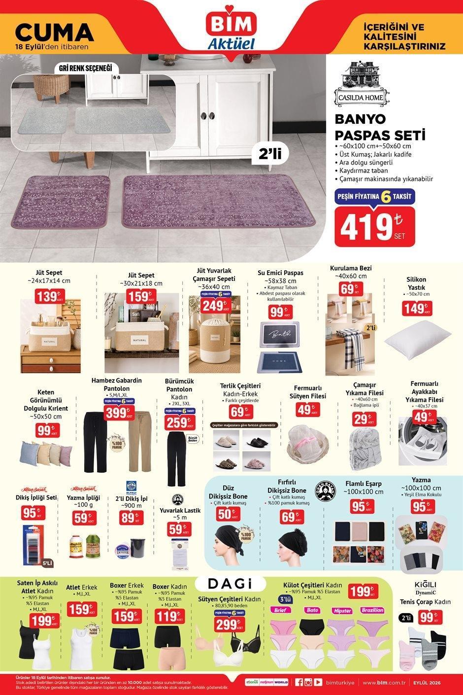 BİM 18 EYLÜL CUMA AKTÜEL ÜRÜNLER KATALOĞU