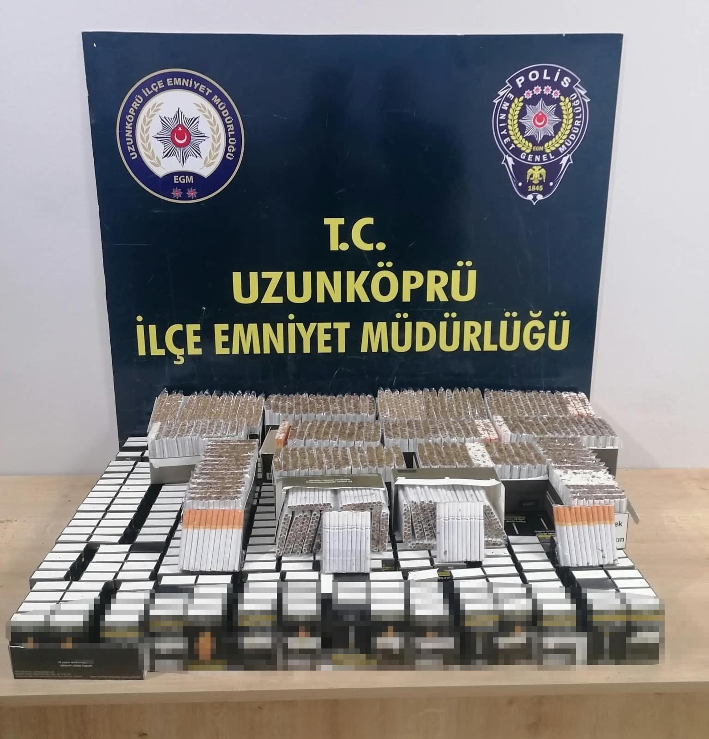 Edirne'de iş yerlerinde 12 bin 420 makaron ele geçirildi