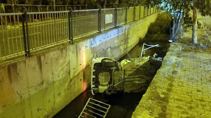 Two people injured after car plunges into irrigation canal in Kayseri