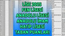 E-OKUL LİSE TABAN PUANLARI 2025 | LGS (Lise) İstanbul, Ankara, İzmir Fen Lisesi, Anadolu Lisesi, Anadolu İmam Hatip Lisesi taban puanları ve başarı sıralamaları...