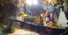 Defne’de fırtına nedeniyle ağaç yola devrildi