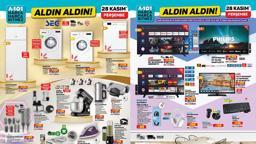 28 KASIM A101 AKTÜEL KATALOĞU YAYIMLANDI! 🚩 A101 Aldın Aldın 28 Kasım aktüel kataloğunda neler var? Arzum Tost Makinesi, Stand Mikser, Blender Set, Saç Şekillendirici...