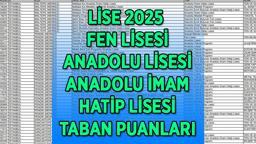FEN LİSESİ, ANADOLU LİSESİ ANADOLU İMAM HATİP LİSESİ TABAN PUANLARI | MEB LGS (Lise) taban puanları ve başarı sıralamaları belli oldu mu? İstanbul-Ankara,İzmir Lise taban puanları...