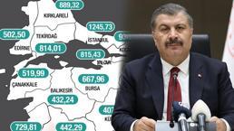 Bakan Koca haritayı paylaştı! İllere göre haftalık vaka sayısı