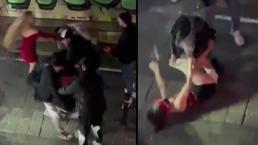 Kızlar saç saça baş başa kavga etti! Çevredekiler film gibi izledi