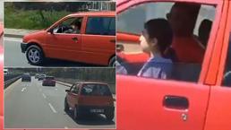 Maltepe’de trafikte çocuk sürücü şaşkınlığı