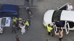 Trafik polisini önce tehdit etti sonra üzerine yürüdü