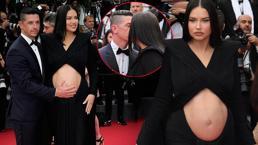 Karnı burnunda Adriana Lima kırmızı halıda