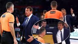 Ergin Ataman çılgına döndü! Sahanın içine girdi, diskalifiye edildi