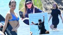 Akyaka'ya ünlü çıkarması! Sörf tahtası üzerinde zor anlar