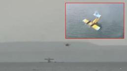 Aydın'da yangına müdahale eden uçak suya sert iniş yaptı